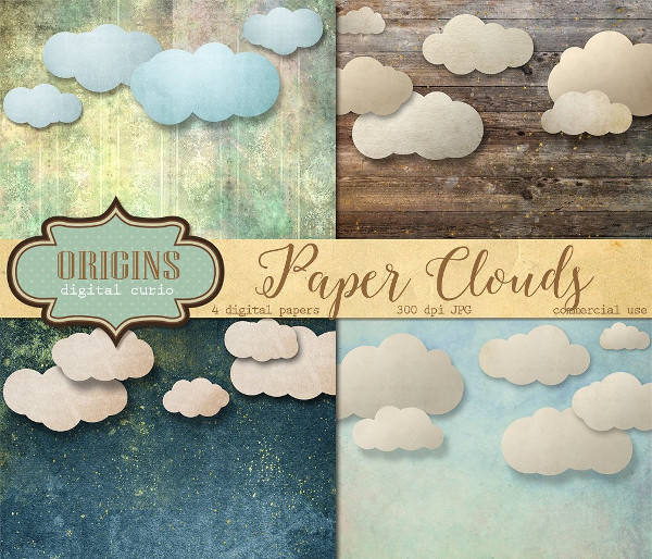 Paper Cloud Digital Backgrounds