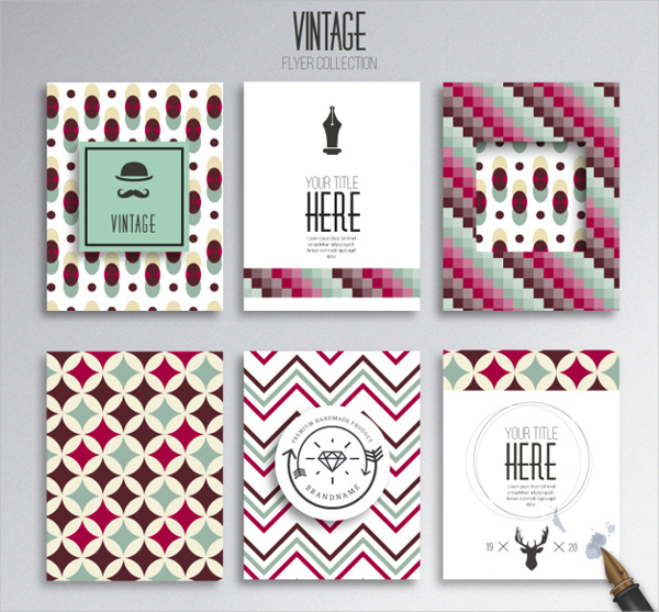 Vintage Flyers Collection Free Vector