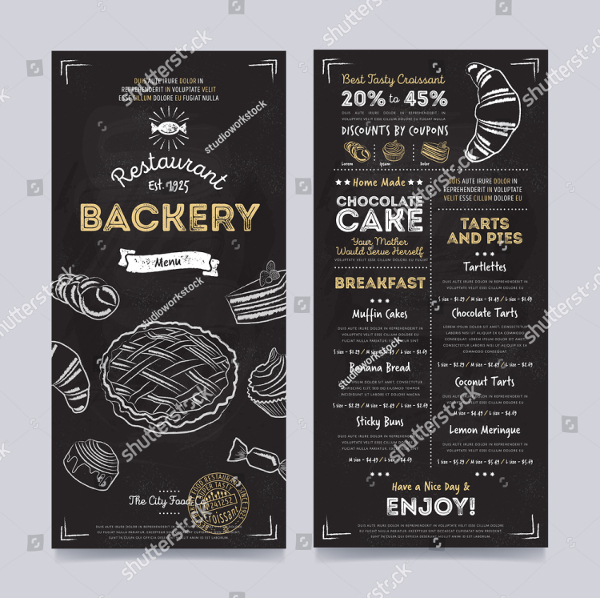 Bakery Menu Hand Drawn Vector Template