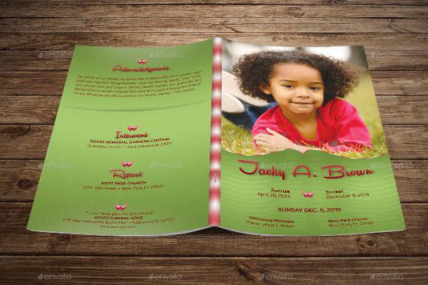 Photoshop Child Funeral Program Templates