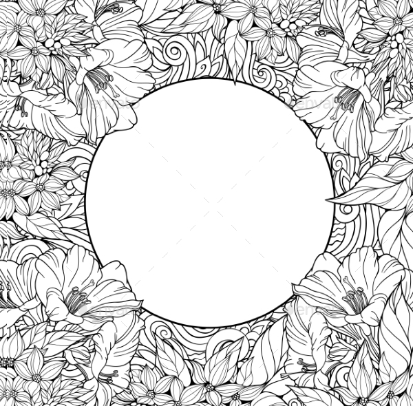 Coloring Page With Seamless Pattern of Flowers