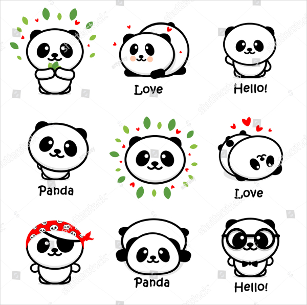 Cute Panda Asian Logo Collection