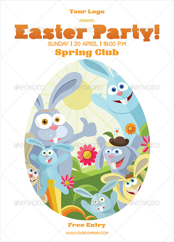 Easter Spring Club Poster Template