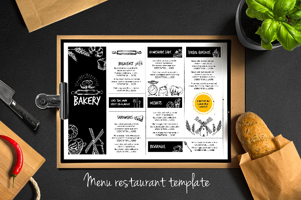 Food Menu, Bakery Flyer Template