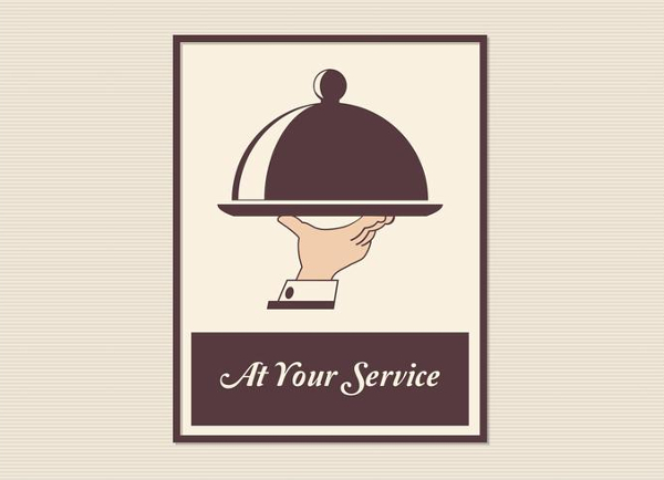 Free Retro Butler Service Vector Poster