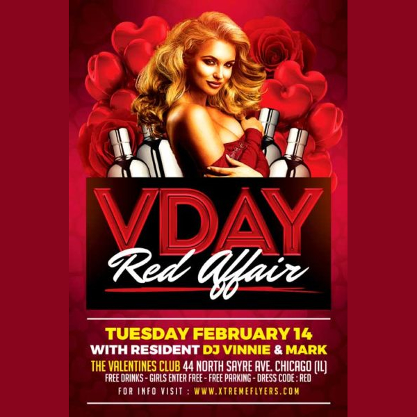 Free Valentines Day Red Party Flyer Template