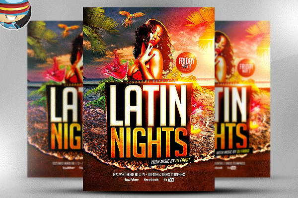 Latin Beach Nights Flyer Template