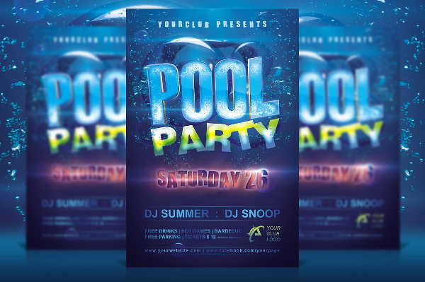 Modern Pool Party Flyer Template