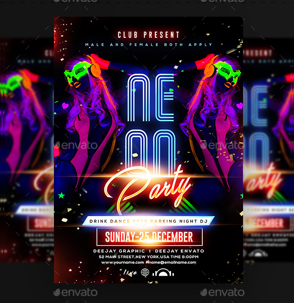 18+ Neon Party Flyer Templates Free PSD, Vector EPS PNG Downloads