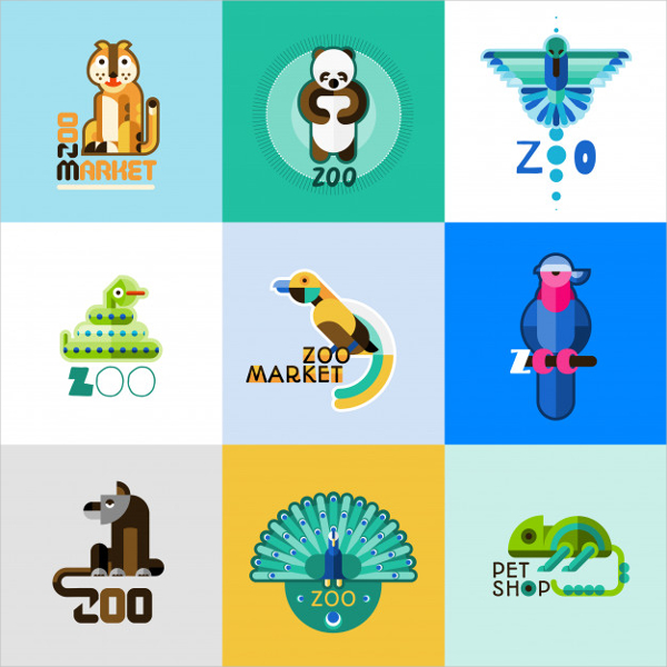 Panda Free Vector Zoo Logo Set