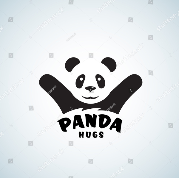 Panda Hugs Abstract Vector Logo