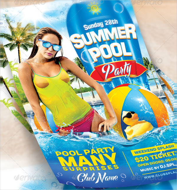 Pool Party Swimmer Flyer Template