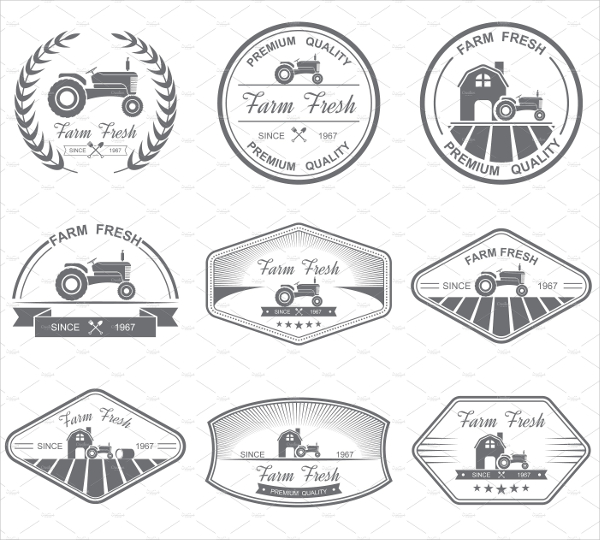 Set Of Retro Farm Fresh Logos