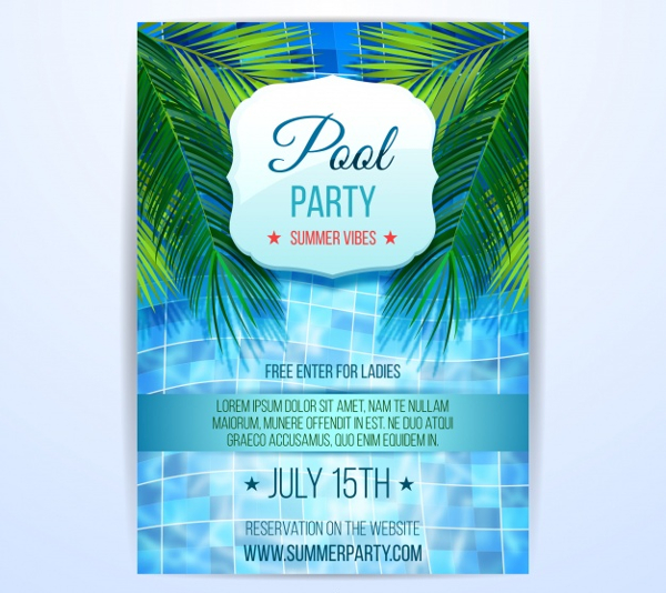 Summer Party Brochure With Pool Free Vector