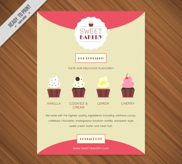 Sweet Bakery Flyer Template Free Vector