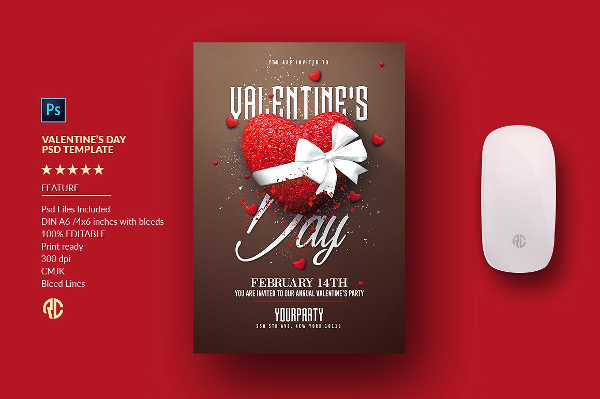 Valentines Day Invitation Flyer Template