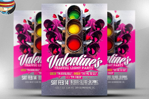Valentine's Traffic Light PSD Flyer
