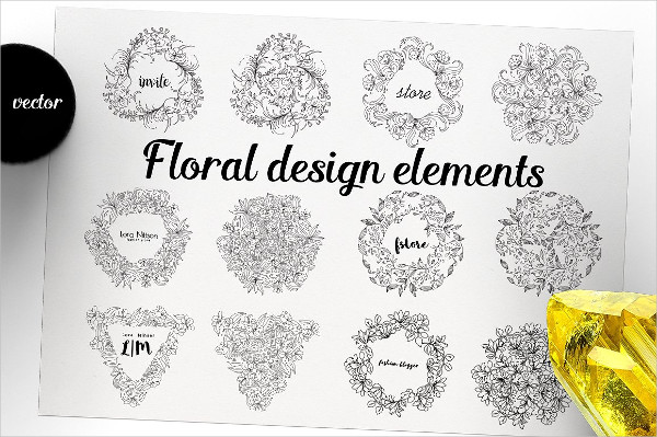 12 Floral Vector Design Elements