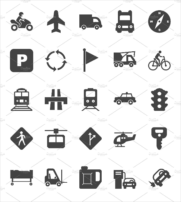 50 Transport Glyph Icons