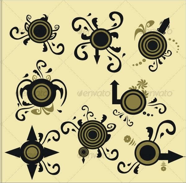 Abstract Floral Vector Design Elements