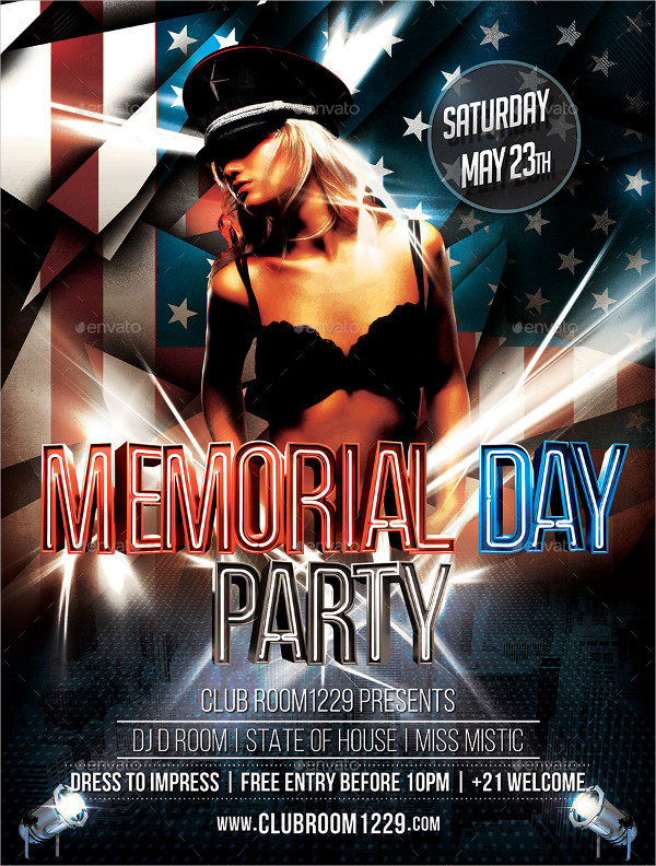 Popular Memorial Day Party Flyer Template
