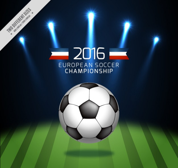 Ball In The Soccer Field Background Free Vector