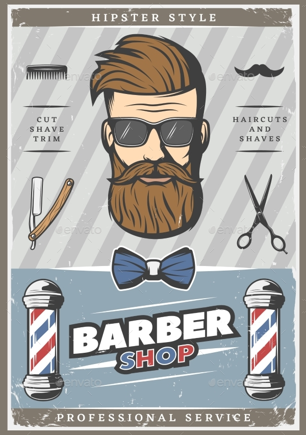 Barber Hipster Vintage Poster