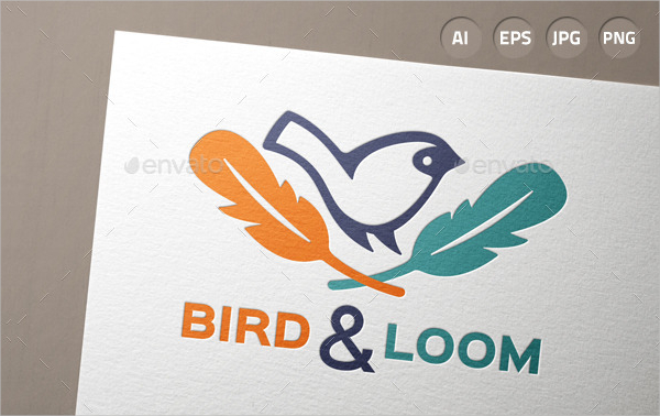 Bird Feather Hipster Logo Template