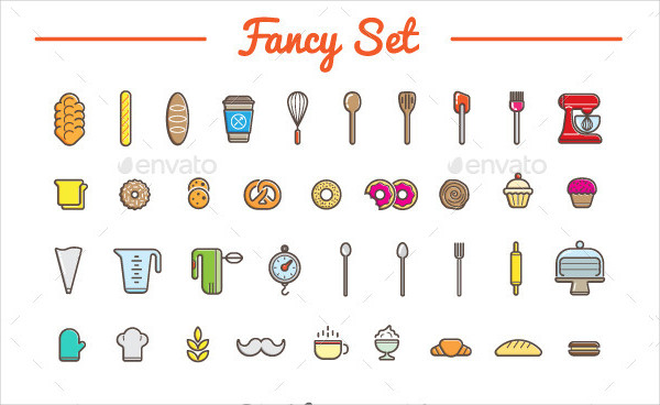 Pastry Fancy Set Icons