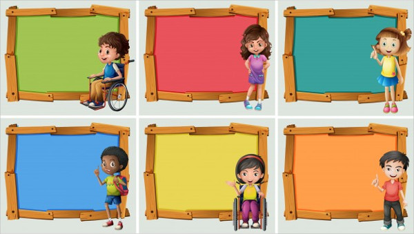 Cartoon Banner Design With Children Free Vector