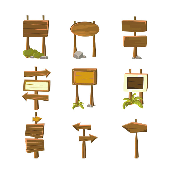 Cartoon Wood Banners Vector