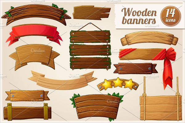 Cartoon Wooden Banners