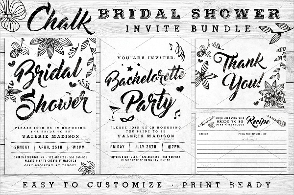 Chalk Bridal Shower Invite Bundle