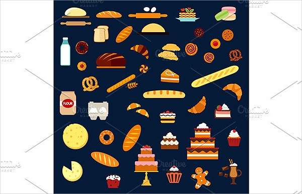Bakery And Pastry Flat Icons