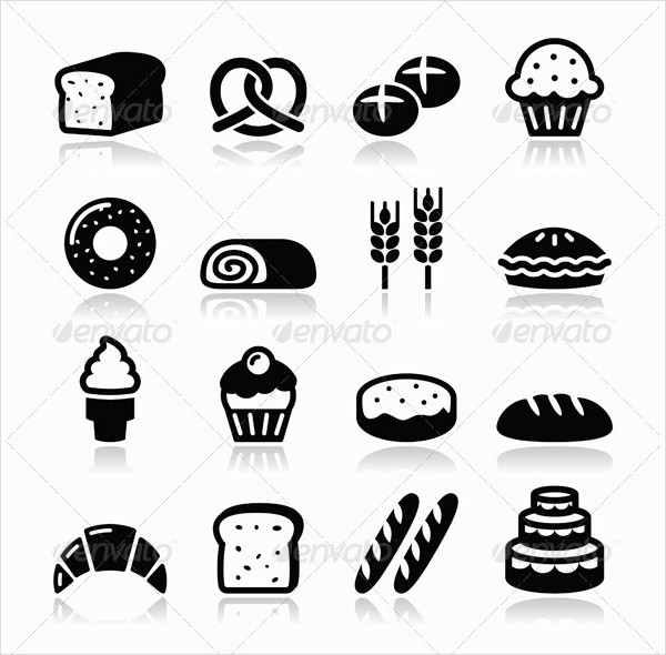 Cherry Bakery Icon Set With Bred