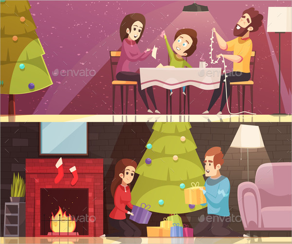 Christmas Cartoon Banners Templates