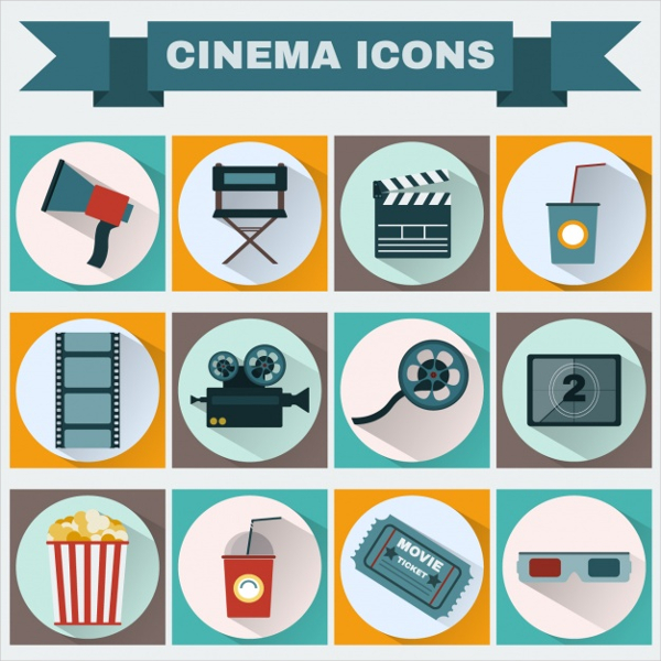 Cinema Icons Collection Free Vector