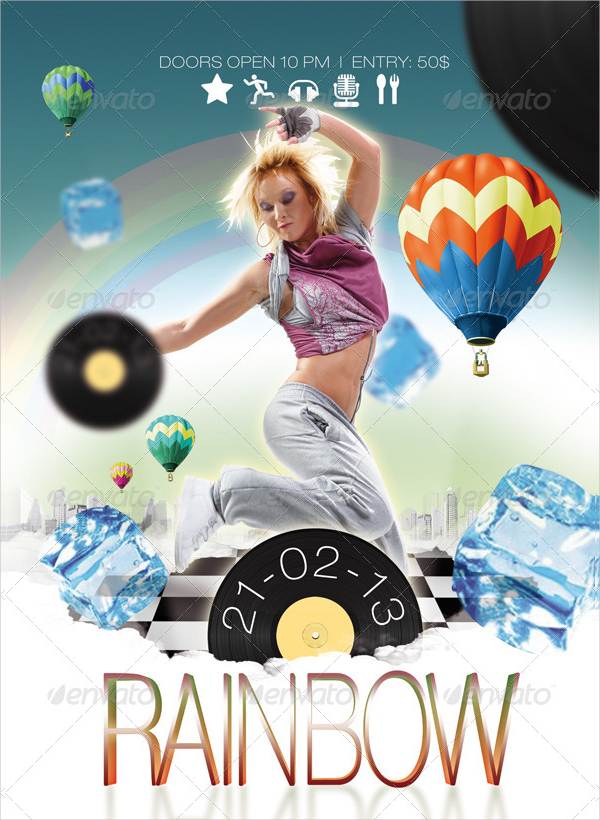 Clean Rainbow Party Flyer Template