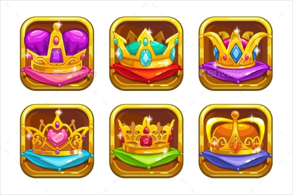 Cool Game Icons With Golden Rare Crowns