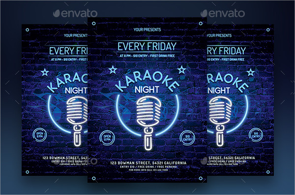 Clean Karaoke Dance Flyer Template