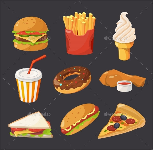 Fast Food Illustration In Cartoon Style