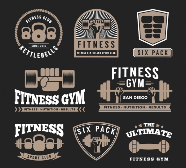 Fitness Logos Collection Free Vector