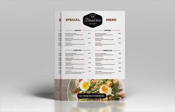 Food Menu Template In Vintage Style