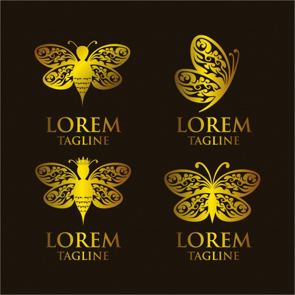 Gold Butterfly Logos Collection Free