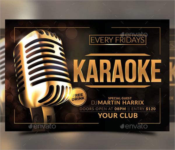 Gold Karaoke Club Flyer Template