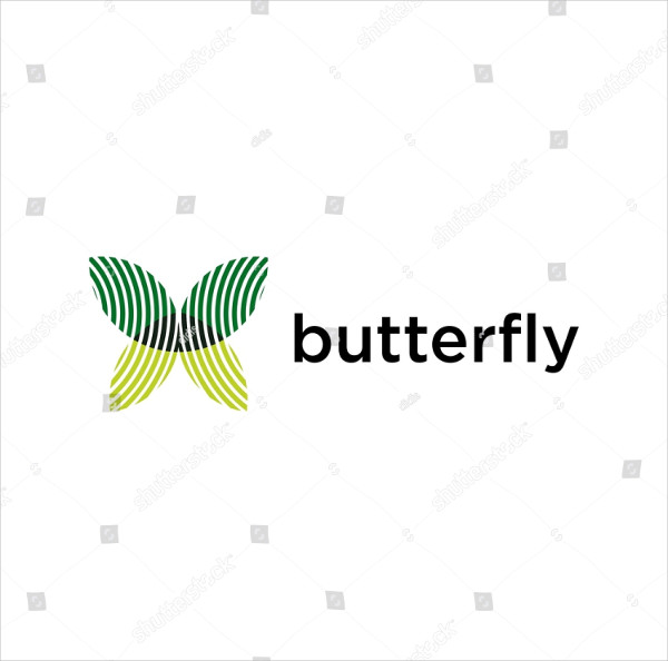 Green Butterfly Vector Logo Design