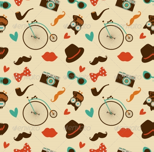 Hipster Colorful Seamless Pattern