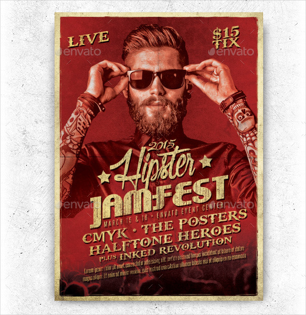 Hipster Jam Fest Poster Template