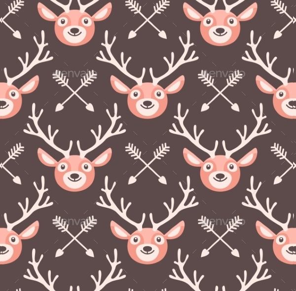Hipster Seamless Pattern With Deer And Arrows