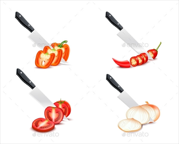 Knife Chopping Vegetable 3D Design